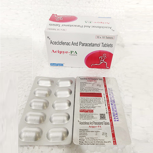 Product Name: ACIPYE PA, Compositions of ACIPYE PA are Aceclofenac And Paracetamol Tablets - Bluepipes Healthcare