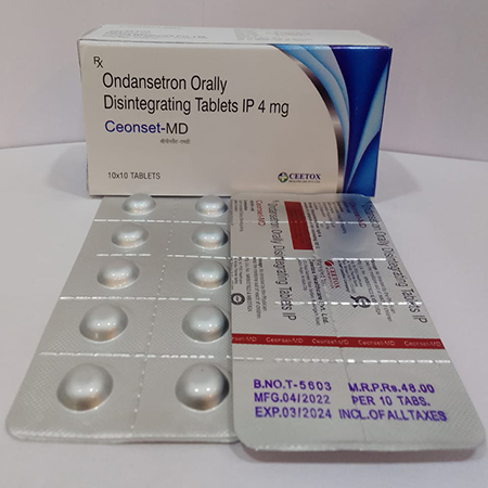 Product Name: Ceonest MD, Compositions of Ceonest MD are Ondansetron Orally Disintegrating Tablets IP 4 mg - Ceetox HealthCare Private Limited