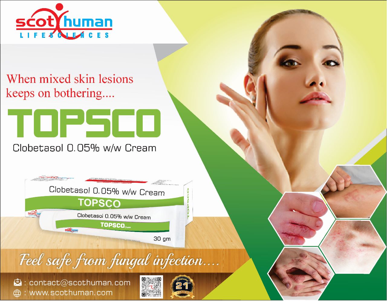 Product Name: TopSco, Compositions of TopSco are Clobestol 0.05% w/w cream - Pharma Drugs and Chemicals