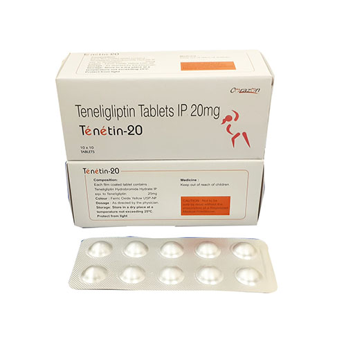 Product Name: Tenetin 20, Compositions of Tenetin 20 are Teneligliptin Tablets IP 20 mg - Arlak Biotech