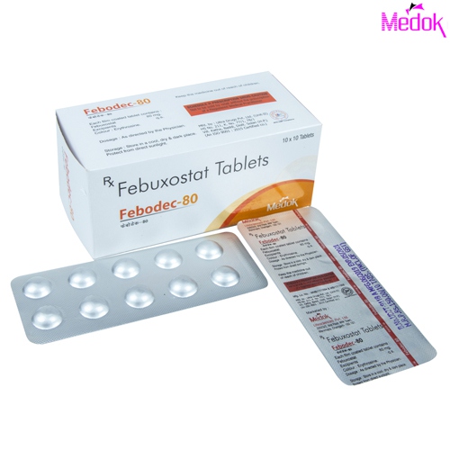 Product Name: Febodec 80, Compositions of Febodec 80 are Febuxostat tab 80 (Alu-Alu) - Medok Life Sciences Pvt. Ltd