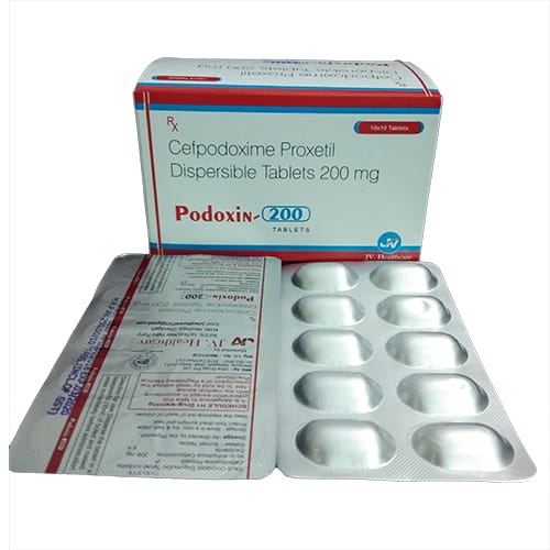 Product Name: PODOXIN 200 DT Tablets, Compositions of Cepodoxine proxetil  are Cepodoxine proxetil  - JV Healthcare