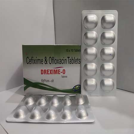 Product Name: Drexime 0, Compositions of Drexime 0 are Cefixime & Oflaxacin Tablets - Dakgaur Healthcare