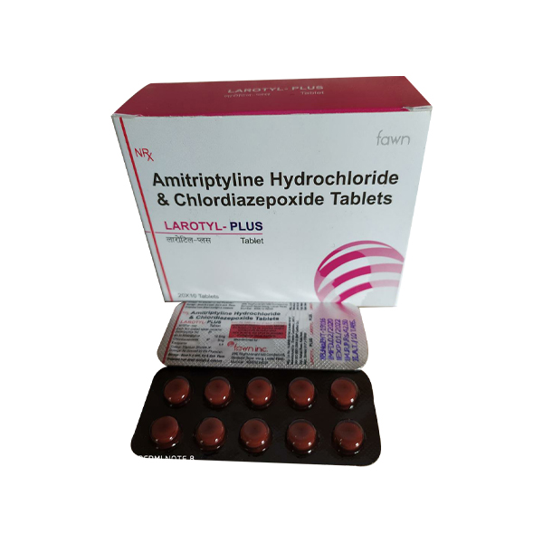 Product Name: LAROTYL PLUS, Compositions of LAROTYL PLUS are Amitryptiline 12.5mg + Chlordiazepoxide 5mg - Fawn Incorporation