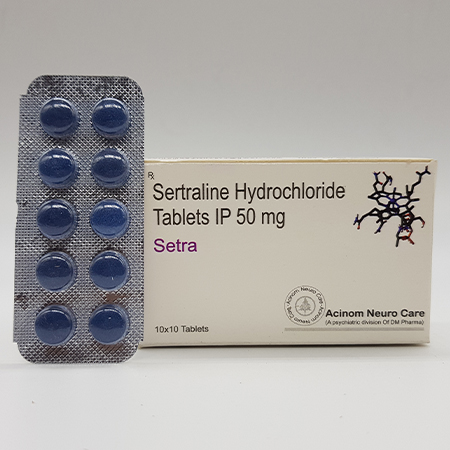 Product Name: Setra, Compositions of Setra are Sertraline Hydrochloride Tablets IP 50 mg - Acinom Healthcare