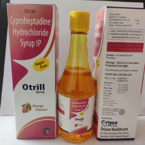 Product Name: Otrill, Compositions of Otrill are Cyproheptadine Hydrochloride - Oriyon Healthcare