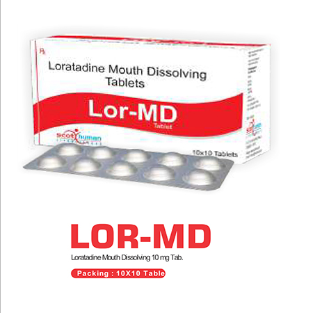 Product Name: Lor MD, Compositions of Lor MD are Loratadine Mouth Dissolving Tablets - Scothuman Lifesciences