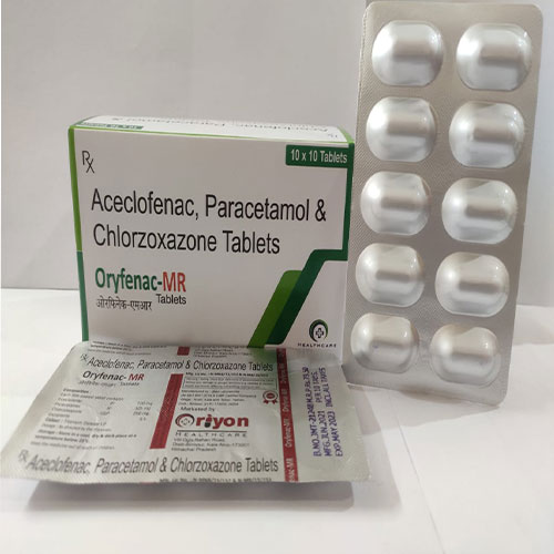 Product Name: Oryfenac MR, Compositions of Oryfenac MR are Aceclofenac Paracetamol Chlorzoxazone - Oriyon Healthcare