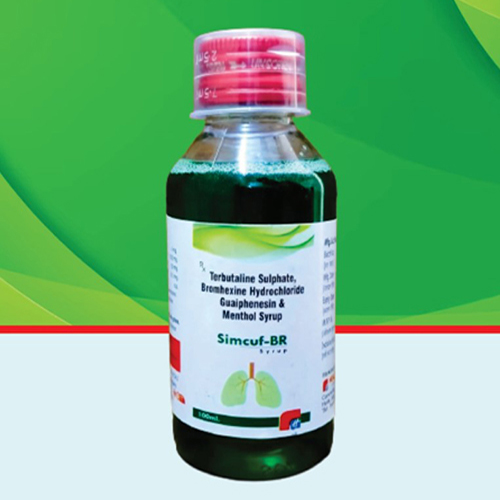 Product Name: Simcuf Br, Compositions of Simcuf Br are Terbutaline Sulphate Bromhexine Hydrochloride Guaiphenesin & Menthol Syrup - Healthkey Life Science Private Limited