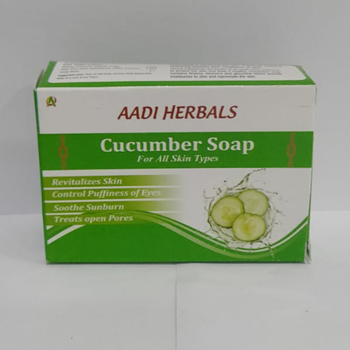 Product Name: Cucumber Soap, Compositions of Cucumber Soap are Revitalizer Skin,Control Puffiness of eyes,Soothe Sunburn,Treats open pores - Aadi Herbals Pvt. Ltd