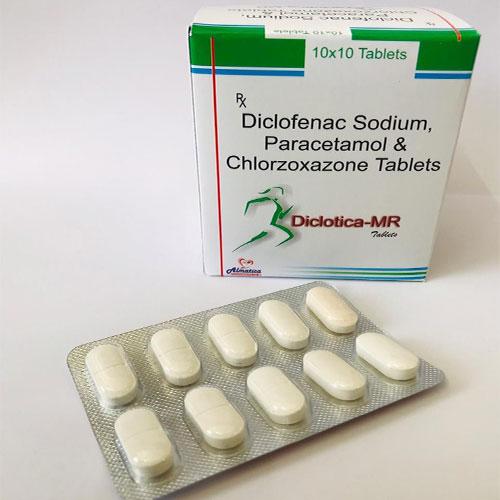Product Name: Diclotica MR, Compositions of Diclotica MR are Diclofenac sodium Paracetamol & chlorzoxazone - Almatica Pharmaceuticals Private Limited