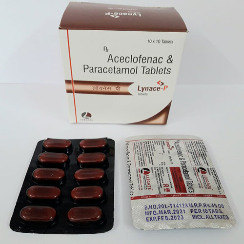 Product Name: Lynace P, Compositions of Lynace P are Aceclofenac & Paracetamol - Leegaze Pharmaceuticals Private Limited