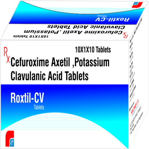 Product Name: ROXTIL CV, Compositions of ROXTIL CV are Cefuroxime Axetil, Potassium Clavulanate Acid Tablets - Healthkey Life Science Private Limited