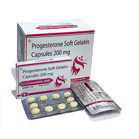 Product Name: CRUZSTRON, Compositions of CRUZSTRON are Progesterone Softgelatin Capsules 200mg - Biocruz Pharmaceuticals Private Limited
