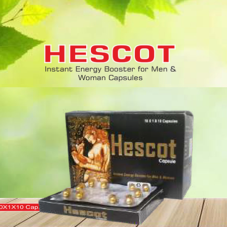 Product Name: Hescot, Compositions of Hescot are Instant Energy Booster For men & Women Capsules - Scothuman Lifesciences