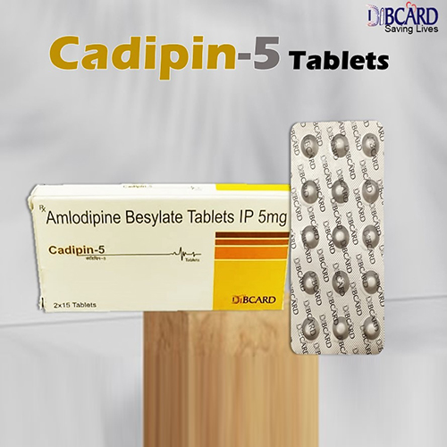 Product Name: Cadipin 5, Compositions of Cadipin 5 are Amlodipine Besylate Tablets IP 5mg - BSA Pharma Inc