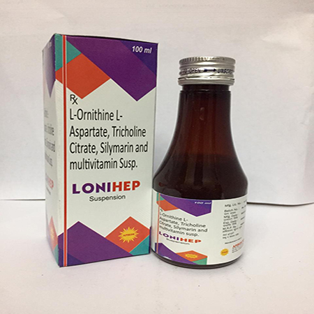 Product Name: LONIHEP, Compositions of LONIHEP are L-Ornithine L-Asparate, Tricholine Citrate, Sillymarin and multivitamin Suspension - Apikos Pharma