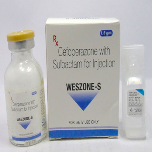 Product Name: WESZONE S , Compositions of WESZONE S  are Cefoparazone Sodium 1000mg+ Sulbactum 500mg - Edelweiss Lifecare