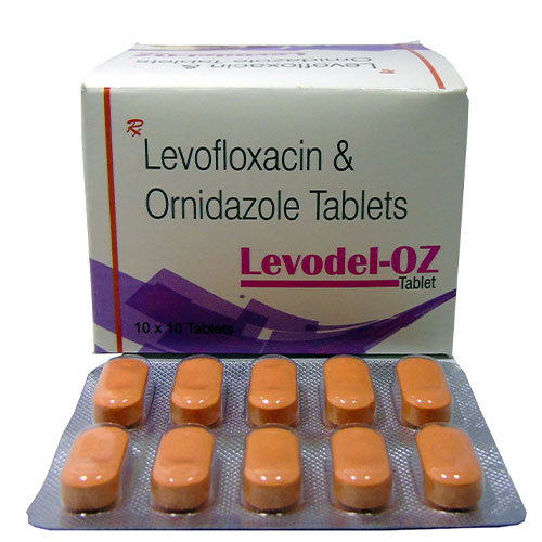 Product Name: LEVODEL OZ, Compositions of LEVODEL OZ are Levofloxacin 250mg + Ornidazole 500mg - Edelweiss Lifecare