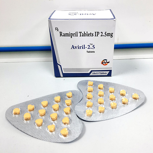 Product Name: Aviril 2.5, Compositions of Aviril 2.5 are Ramipril Tablets IP 2.5 mg - Cardimind Pharmaceuticals