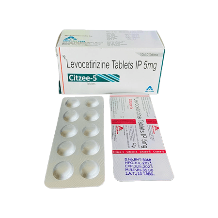 Product Name: CITZEE 5, Compositions of CITZEE 5 are Levocetrizine Tablets IP 5mg - Amzy Life Care