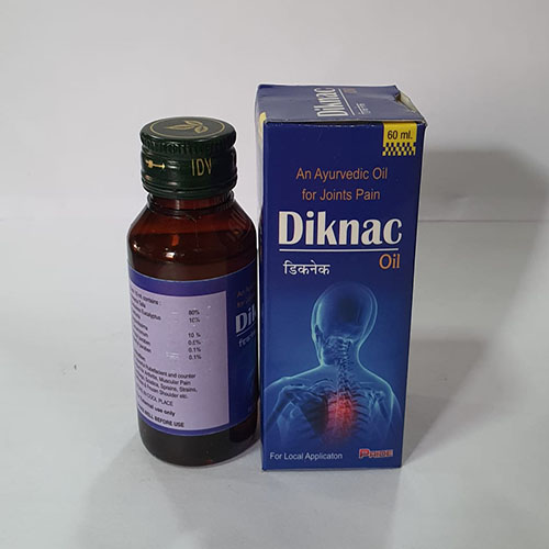 Product Name: Diknac Oil, Compositions of Diknac Oil are An Ayurvedic Oil fro Joints Pain - Pride Pharma