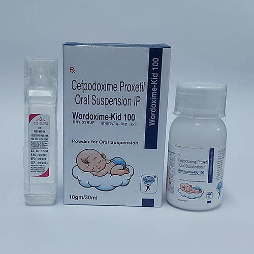 Product Name: Wordoxime Kid 100, Compositions of Wordoxime Kid 100 are Cefpodoxime Proxetil Oral Suspension IP - WHC World Healthcare