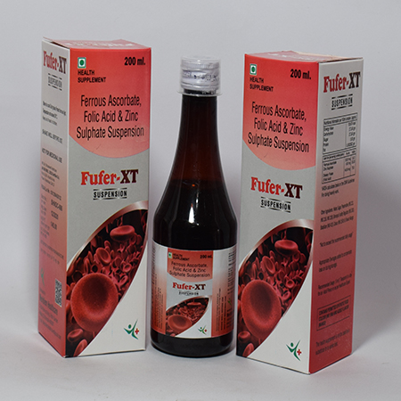 Product Name: Fufer XT, Compositions of Fufer XT are Ferrous Ascorbate Folic Acid & Zinc Sulphate Suspension - Meridiem Healthcare