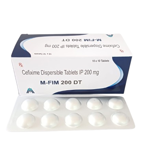 Product Name: M FIM 200 DT, Compositions of M FIM 200 DT are Cefixime Dispersible Tablets IP 200 mg - Medlo Biotech