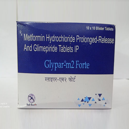 Product Name: Glypar m2 Forte, Compositions of Glypar m2 Forte are Metfortin Hydrochloride Prolonged Release and Glimepiride Tablets IP - Yazur Life Sciences