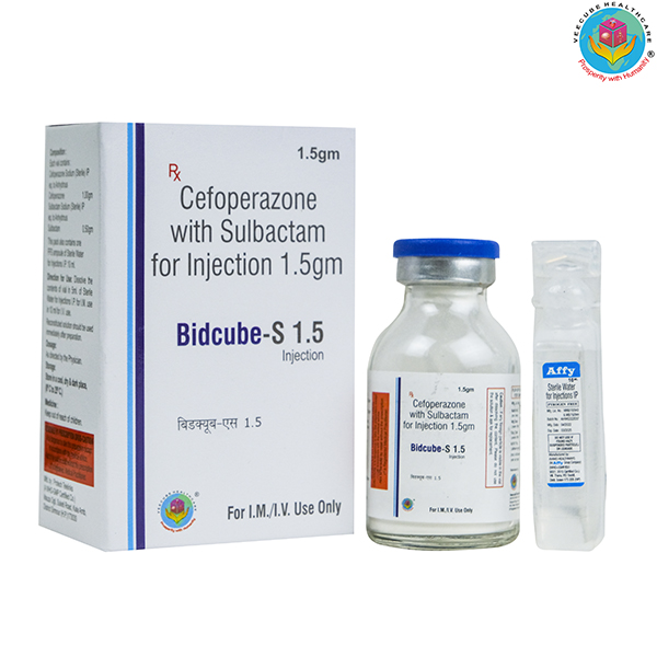 Product Name: BIDCUBE S 1.5, Compositions of BIDCUBE S 1.5 are  for Injection 1.5gm - Veecube Healthcare Private Limited