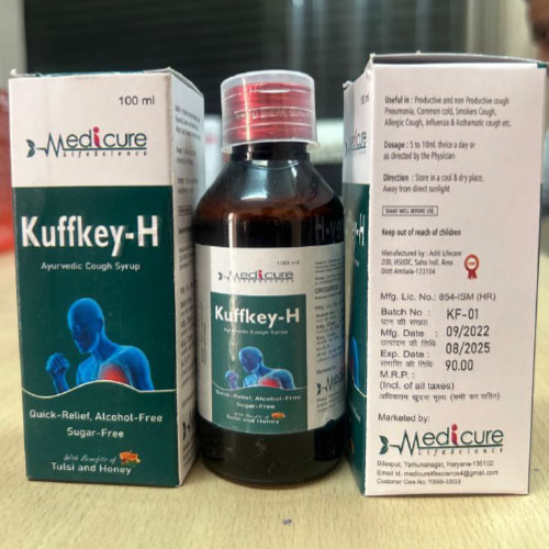 Product Name: Kuffkey H, Compositions of Kuffkey H are Ayurvedic Cough Syrup - Medicure LifeSciences