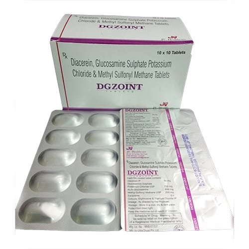 Product Name: DGZOINT Tablets, Compositions of DGZOINT Tablets are Diacerein - Glucosamine  - MSM - JV Healthcare