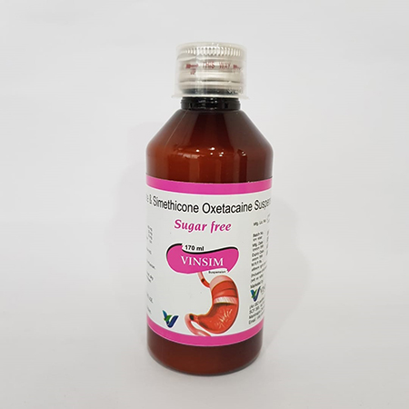 Product Name: Vinsim, Compositions of Vinsim are Simethicone Oxetacaine Suspension - Vindcare Lifesciences