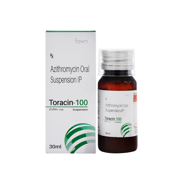Product Name: TORACIN 100, Compositions of TORACIN 100 are Azithromycin 100 mg. - Fawn Incorporation