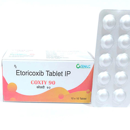 Product Name: COXTY 90, Compositions of COXTY 90 are Etoricoxib Tablets IP - Ozenius Pharmaceutials