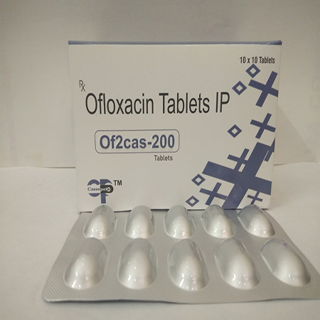 Product Name: OF2CAS 200, Compositions of OF2CAS 200 are Ofloxacin Tablets IP - Cassopeia Pharmaceutical Pvt Ltd