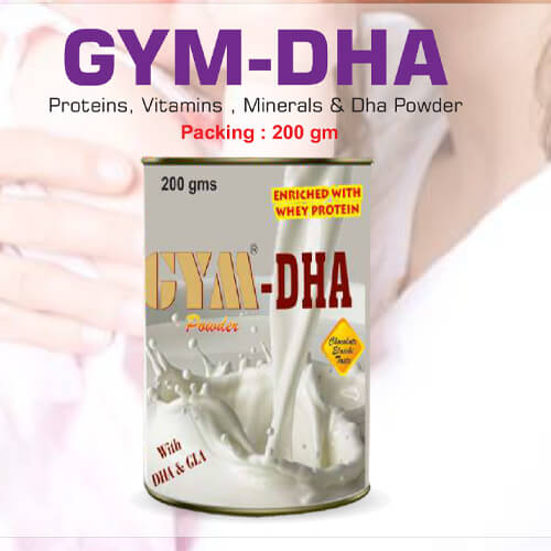 Product Name: GYM DHA, Compositions of GYM DHA are Proteins,Vitamins,Minerals & DHA Powder - Pharma Drugs and Chemicals