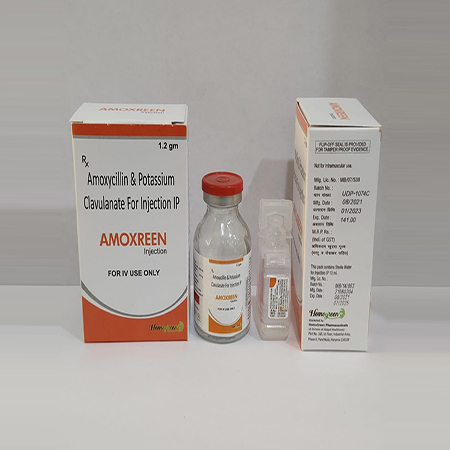 Product Name: Amoxreen, Compositions of Amoxreen are Amoxicillin & Clavulanate Potassium For Injection Ip - Abigail Healthcare