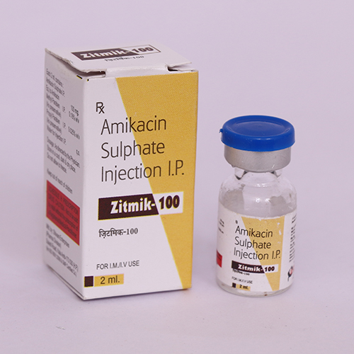 Product Name: ZITMIK 100, Compositions of ZITMIK 100 are Amikacin Sulphate Injection IP - Biomax Biotechnics Pvt. Ltd