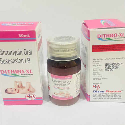 Product Name: Dithro XL, Compositions of Dithro XL are Azithromycin Oral Suspension I.P. - Disan Pharma