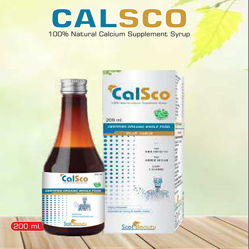 Product Name: Calsco, Compositions of Calsco are 100% Natural Calcium Supplement Syrup - Pharma Drugs and Chemicals