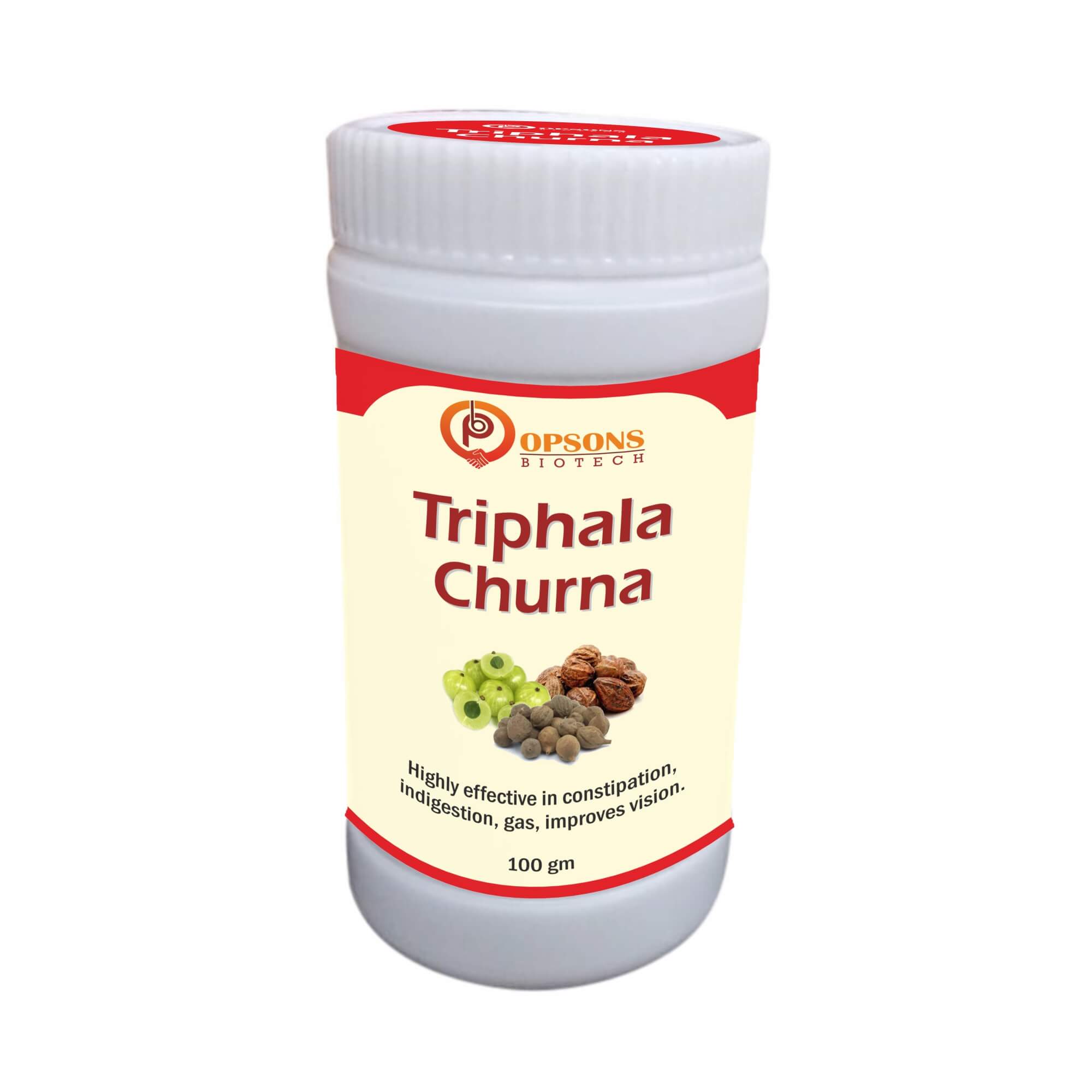 Product Name: Triphala Churana, Compositions of Highly effective in coonstipation,indigestion,gas,improves vision are Highly effective in coonstipation,indigestion,gas,improves vision - Opsons Biotech
