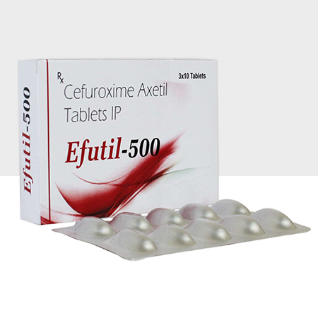 Product Name: EFUTIL 500, Compositions of EFUTIL 500 are Cefuroxime Axetil Tablets IP - Mediquest Inc