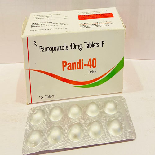 Product Name: Pandi 40, Compositions of Pandi 40 are Pantoprazole 40mg Tablets IP - Disan Pharma