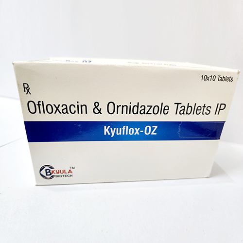Product Name: Kyuflox OZ, Compositions of Kyuflox OZ are Ofloxacin & Ornidazole Tablets IP - Bkyula Biotech