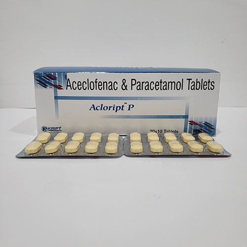 Product Name: Acloript P, Compositions of Acloript P are Aceclofenac & Paracetamol Tablets - Kript Pharmaceuticals