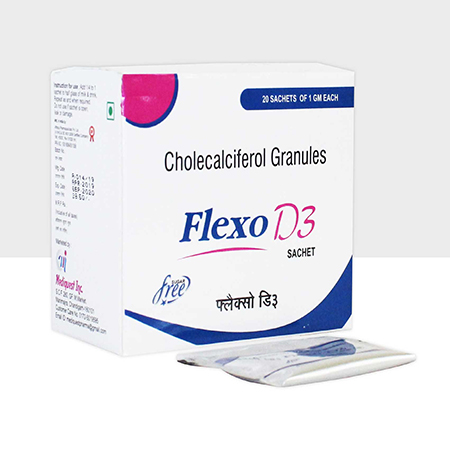 Product Name: FLEXO D3, Compositions of FLEXO D3 are Cholecalciferol Granules - Mediquest Inc