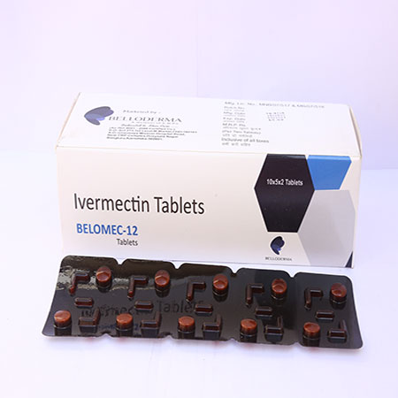 Product Name: Belomec 12, Compositions of Belomec 12 are Ivermectin Tablets - Eviza Biotech Pvt. Ltd