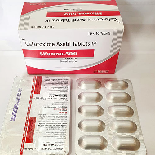 Product Name: Sifanova 500, Compositions of Sifanova 500 are Cefpodoxime Axetil Tablets IP - Pride Pharma